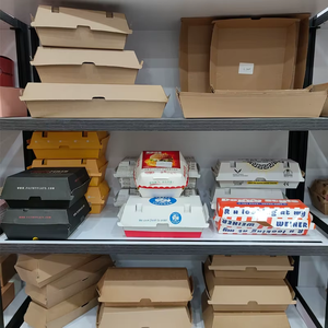 Caja de hamburguesas corrugada Caja de aperitivos a prueba de gease Bandeja de <span class=keywords><strong>comida</strong></span> regular Caja de cena familiar corrugada fuerte Kraft - Product Image 4