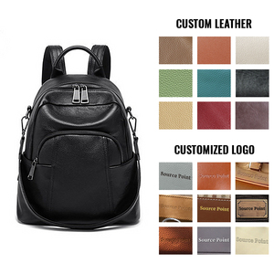 Biểu Tượng Tùy Chỉnh Phụ Nữ Chất Lượng Ba Lô Ngoài Trời Đi Bộ Đường Dài Đi Du Lịch Da Chính Hãng Công Suất Lớn Ba Lô Với Đôi Dây Kéo Đầu - Product Image 4