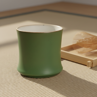 Tasse à thé vert moderne en céramique et porcelaine, motif bambou, base cylindrique en forme de pamplemousse, haute, résistante à la chaleur, idéale comme cadeau d'affaires
