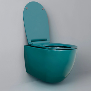 Inodoro circular <span class=keywords><strong>de</strong></span> doble descarga montado en la pared para baño y cocina, color <span class=keywords><strong>arco</strong></span>íris, inodoro <span class=keywords><strong>de</strong></span> cerámica con succión, gris cemento mate, sanitario. - Product Image 1