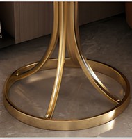 Table basse ronde en bois avec piétement en métal doré, design moderne, montage facile pour le salon, la chambre à coucher, le bureau, décoration