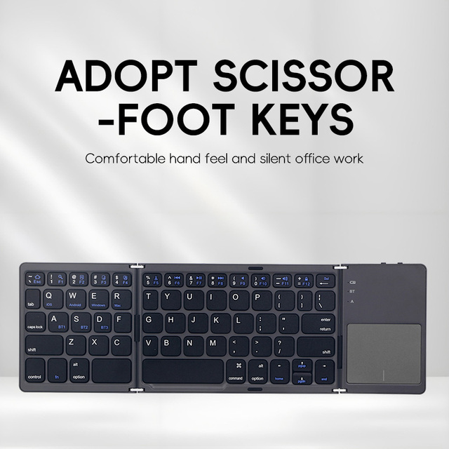 Folding Keyboard Touchpad  Portable Foldable Keyboard Type C Rechargeable for  IPad Tablet PC iPhone Office