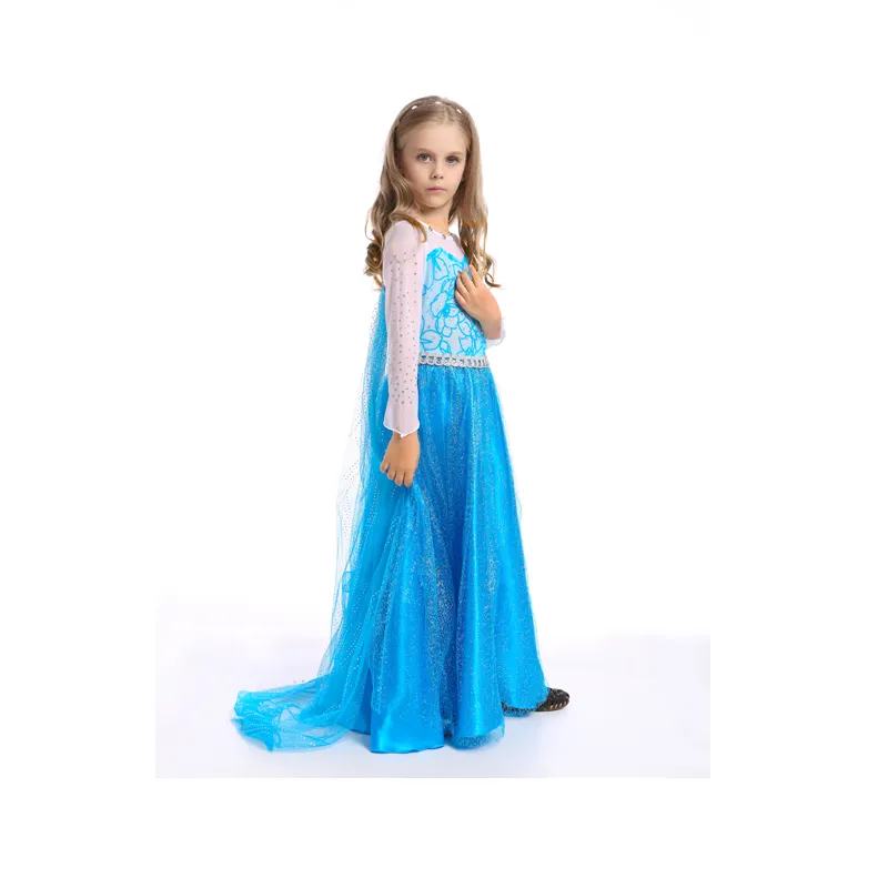 Vestido de princesa azul para niñas, nuevo diseño, disfraz de Cosplay para carnaval