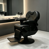Fauteuil de Barbier Professionnel Personnalisable et Durable - Chaise Inclinable Traditionnelle pour Salon avec Pompe Hydraulique en Cuir PVC et Structure en Fer pour Salon de Coiffure