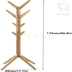 <b>Corner</b> Free Standing Bamboo Cap Garment Clothes Display Rack Storage Organizer Coat Hanger Stand - Product Image 3