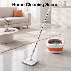 Système de serpillière plate pliable HOLAMOPA avec séparation de l'eau propre et de l'eau sale pour un nettoyage efficace des sols à la maison - Product Image 6