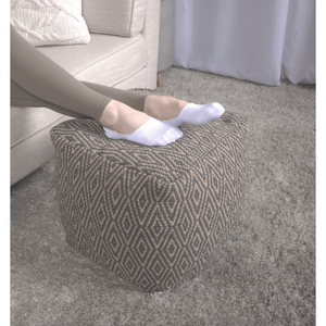 DB Amuleto Pouf en coton tissé à la main Accessoire de chaise élégant gris foncé et marron - Product Image 3