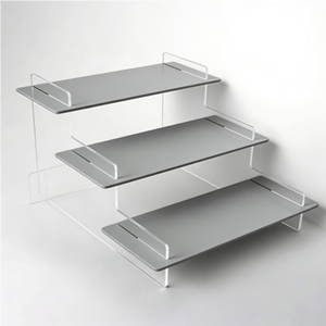 Espositore a gradini moderno minimalista in acrilico - Ripiano lucido da banco per esposizioni in negozio, cosmetici, profumi, oggetti da collezione - Product Image 3