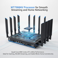 Nouveau routeur 5G WiFi7 Tri-bande 2.4GHz 5GHz 6GHz DDR4 1GB 19000ax MT7988AV avec pare-feu, ports WAN 2.5GB + SFP 10GB et double emplacement SIM