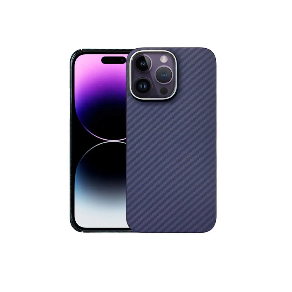 Purple Color Real Carbon Fiber Armor Aramid Luxury Phone Case For Iphone 14 pro max case Full Protective Shockproof
