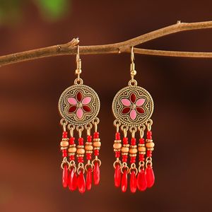 Pendientes colgantes de aleación de Zinc bohemios Vintage 2023, cuentas acrílicas llamativas coloridas étnicas, joyería llamativa elegante con borlas - Product Image 5