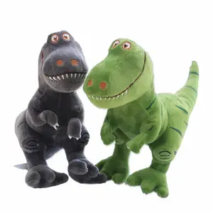 Il dinosauro diritto nero e verde molle all'ingrosso della peluche di nuovo arrivo gioca il giocattolo della peluche del dinosauro