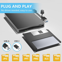 Unidad de Disquete Externa USB/Tipo-C Hirucy de 3.5 Pulgadas, Lector de Disquetes para PC, Laptop, Escritorio, Windows 11/10/8/7/2000/XP