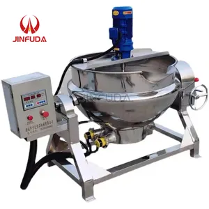 Máquina mezcladora de cocina de alimentos eléctrica/de Gas inclinable automática Industrial, hervidor de agua con camisa de salsa, olla CON MEZCLADOR