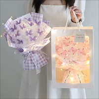 Kertas Pembungkus Bunga Motif Kotak-Kotak Matte, Pembungkus Florist Bermotif Kotak-Kotak Multi-Warna untuk Buket, Pembungkus Kado, Perlengkapan Pesta