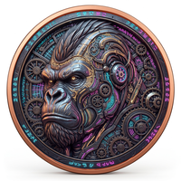 Pièce de monnaie en cuivre pur 999 de 5 oz, série animale en relief coloré, style punk, édition de collection 3D