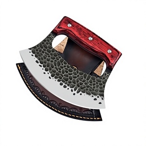 Nouveau couteau Ulu OEM en acier à haute teneur en carbone, fait main, manche en bois Pakka, lame en pied-de-mouton de 2 mm d'épaisseur, pour hacher, découper et trancher - Product Image 5