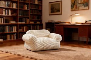 Fauteuil simple compressé en gros |   Tissu <span class=keywords><strong>d</strong></span>'<span class=keywords><strong>ameublement</strong></span> texturé beige à bulles |   Broderie en grappe |   OEM/ODM acceptable |   Quantité minimale de commande faible - Product Image 3