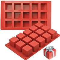 Moule en silicone jetable carré à 15 cavités pour gâteaux, biscuits, chocolats, glaçons - pour la pâtisserie et les outils de service (vente en gros)