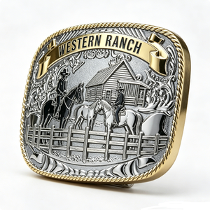 Boucle de ceinture de cowboy western personnalisée en alliage de zinc avec émail souple, découpe et impression, thème Amour, design vintage pour hommes - Product Image 5