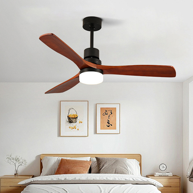 LINKWAY Ceiling Fan Fancy Solid Wood Remote Control Decorative Wooden Ceiling Fan