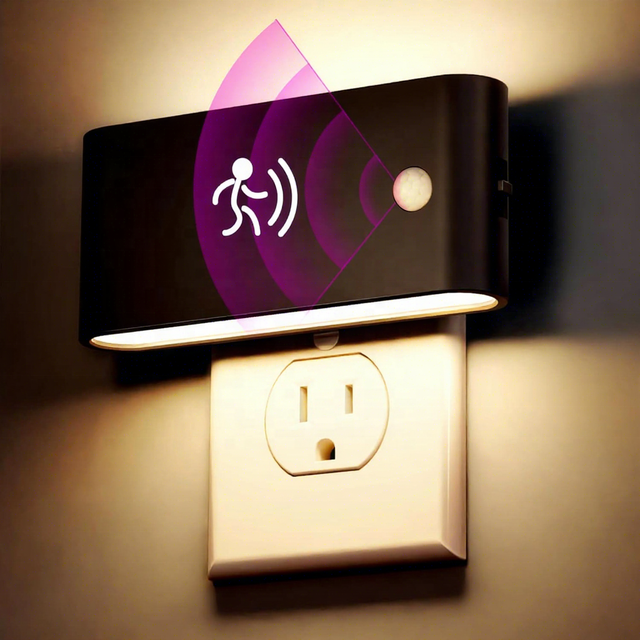 LOHAS  PIR Motion Sensor Night Light Plug in Black 3000K Dimmable Motion Sensor Nightlight for Stairs Hallway Bathroom