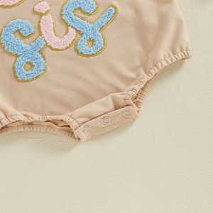 2025 automne hiver bébé fille vêtements <span class=keywords><strong>LIL</strong></span> SIS Patch surdimensionné sweat barboteuse bébé petite soeur pull bulle barboteuse - Product Image 3