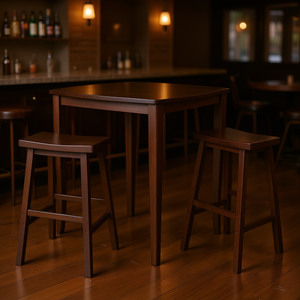 Inglewood Ensemble de 3 tables hautes/pub avec tabouret en forme de selle Collection de meubles de bar - Product Image 2
