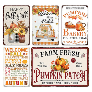 Juego de Letreros Metálicos Vintage con Diseño de Calabazas Otoñales, Decoración Retro de Pared para Otoño y Cosecha, para Cocina de Estilo Rústico y Decoración del Hogar - Product Image 5
