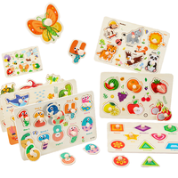 Rompecabezas Clásicos de Madera con Perillas para Niños Pequeños, Set de Números, Animales, Vegetales, Vehículos, Rompecabezas Educativos de Aprendizaje