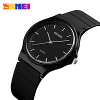 Montre SKMEI 1419 pour homme, mouvement à quartz, style business, cadran rond simple en résine rouge, grand cadran, verre miroir.