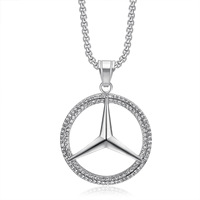 Perhiasan Hip Hop Liontin Pria dari Baja Anti Karat 316L, Personalisasi, Bertabur Zirkonia Kubik, Logo Mobil Terkenal, Fashionable