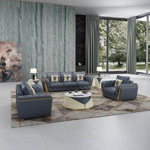 Canapés de salon haut de gamme d'intérieur en <span class=keywords><strong>lin</strong></span> de velours de Turquie meubles de salon canapé <span class=keywords><strong>Chesterfield</strong></span> de luxe avec chaise à pieds dorés canapés - Product Image 2