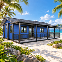 Villa préfabriquée en conteneur pour complexe hôtelier en bord de mer avec terrasse et toit en pente – Fournisseur d'hébergements modulaires pour les vacances