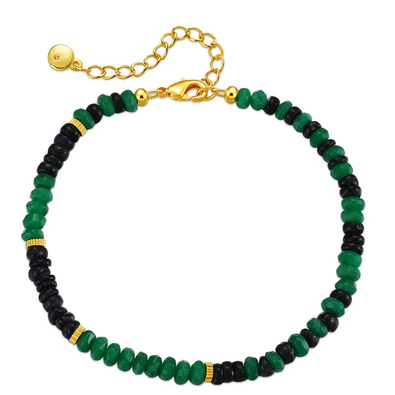 2022 Nieuwste Stijl Diepe Groen Turquoise Kralen Ketting Armband Verstelbare Groen Natuursteen Kralen Armband