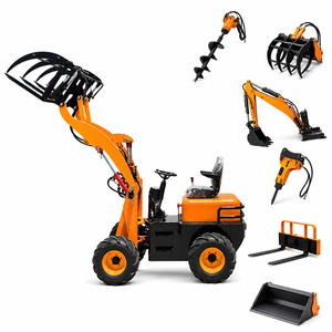 Livraison gratuite, mini-chargeur sur pneus hybride diesel-électrique 4x4 avec fourche à grappin hydraulique - Product Image 1