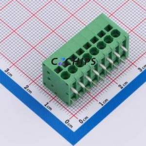 DB241R-3.5-8P-GN Spring Terminal Block Bent Lead Through Hole,P=3.5mm Connector 1x8P 3.5mm Green 8P - Product Image 1