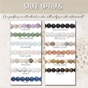 Bracelet personnalisé en acier inoxydable avec message gravé, pierres précieuses, bracelet extensible en pierre naturelle, bracelet à perles personnalisé pour femmes - Product Image 5