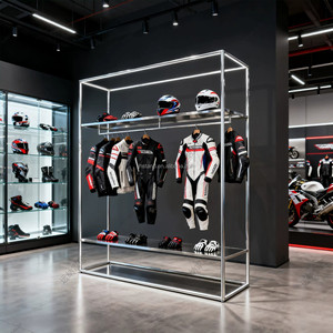 Espositore da Terra in Metallo per Caschi Moto, Accessori Protettivi Sportivi e Tute da <span class=keywords><strong>Corsa</strong></span> - Product Image 4