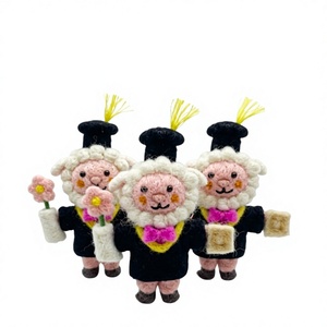 Handmade Wool Sheep Christmas Ornament Cartoon Eco-Friendly Traditional Indoor Decoration Small Tabletop Mount - Product Image 1