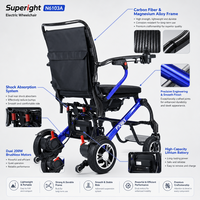 Fauteuil roulant électrique en alliage de magnésium et fibre de carbone, ultra léger (14,6 kg), pliable, moteur sans balais 400W, pour seniors, capacité 300 lbs