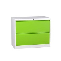 Archivador Metálico Moderno de 2 Niveles con Cajones, Gabinete de Acero para Archivos y Documentos con Cerradura Central