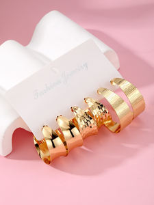 Juego de 3 Piezas de Aros Grandes Modernos con Diseño Geométrico para Mujer - Product Image 4