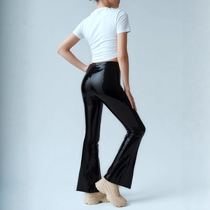 <span class=keywords><strong>Pantaloni</strong></span> <span class=keywords><strong>Neri</strong></span> Casual a Vita Alta Eleganti e Sexy da <span class=keywords><strong>Donna</strong></span> in <span class=keywords><strong>Pelle</strong></span> PU Effetto Specchio per Commercio Estero Transfrontaliero - Product Image 4