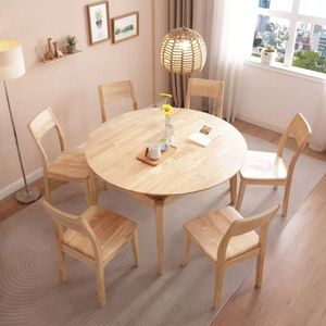 <b>solid</b> <b>wood</b> <b>dining</b> <b>table</b> set <b>round</b> <b>dining</b> <b>table</b> set <b>dining</b> room furniture extendable <b>table</b> set for apartment - Product Image 4