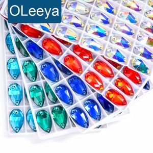 OLeeya Wholesale Premium 5A Bevel Glass <b>Drop</b> Shape Big Sewing Crystals FlatBack Teardrop Sew on Rhinestones for Dance Dresses - Product Image 1