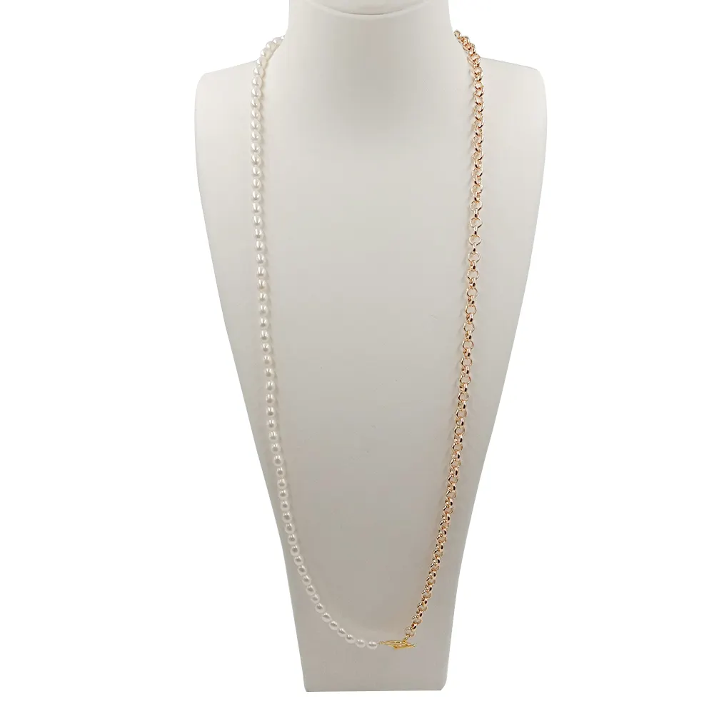 80 CM LONG PEARL NECKLACE 100% NATURAL FRESHWATER PEARL 6-7mm reis perle form, messing kette mit echt 24k vergoldung