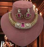 Ensemble de collier traditionnel en laiton plaqué or, style indien, tendance, pour mariage, fête et fiançailles, pour femmes, réglable