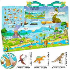Children Quiet Focus <b>Training</b> Dinosaur Jelly Sticker <b>Book</b> Craft Activities Reusable Stickers for Toddlers Ages 3 and up - Product Image 3