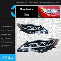 New Startup Animation DRL & Sequential Sweep Turn Signal Triple Lens LED Headlight Assembly for Toyota Camry 2012-2014